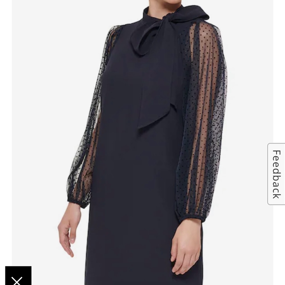 Vince Camuto Sheer-Sleeve Bow-Detail Dress